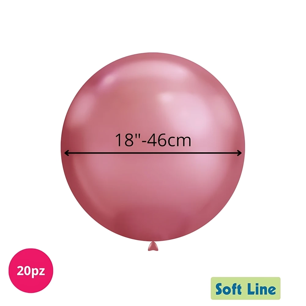 Palloncini Soft Line Cromati 18 pollici (46cm) Rosa 114, 20pz.