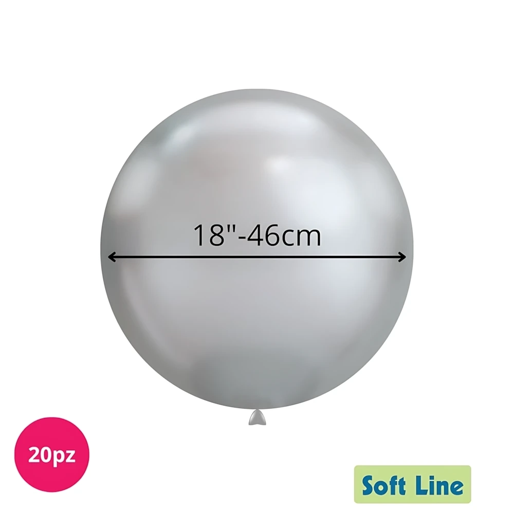 Palloncini Soft Line Cromati 18 pollici (46cm) Argento 117, 20pz.
