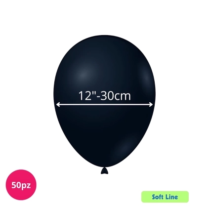 Palloncini Soft Line Pastello 12 pollici (30cm) Nero 128, 50pz.