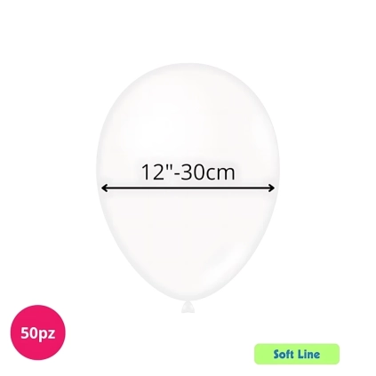 Palloncini Soft Line Pastello 12 pollici (30cm) Trasparente 136, 50pz.