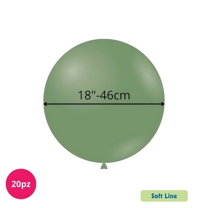 Palloncini Soft Line Pastello 18 pollici (46cm) Verde Eucalipto 142, 20pz.
