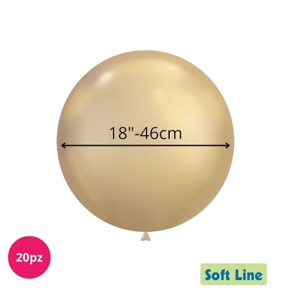 Palloncini Soft Line Cromati 18 pollici (46cm) Oro Chiaro 124, 20pz.