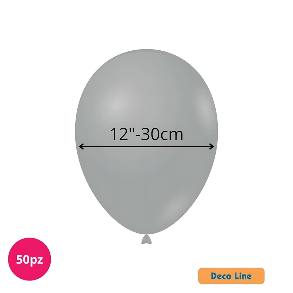 Palloncini Deco Line pastello 12" (30cm) Grigio Antracite 215, 50pz.