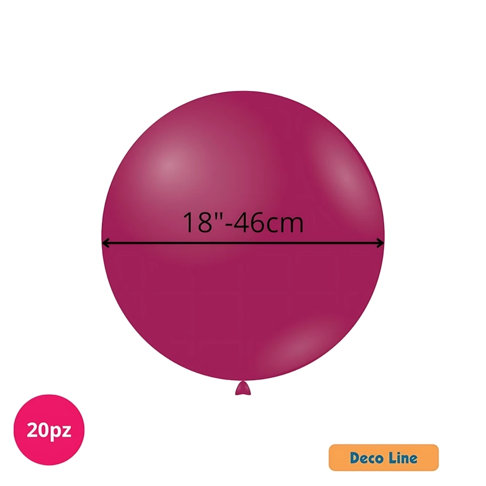 Palloncini Deco Line pastello 18" (46cm) Deep Magenta 218, 20pz.