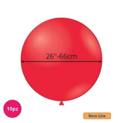 Palloncini Deco Line pastello 26" (66cm) Rosso Scarlatto 201, 10pz.