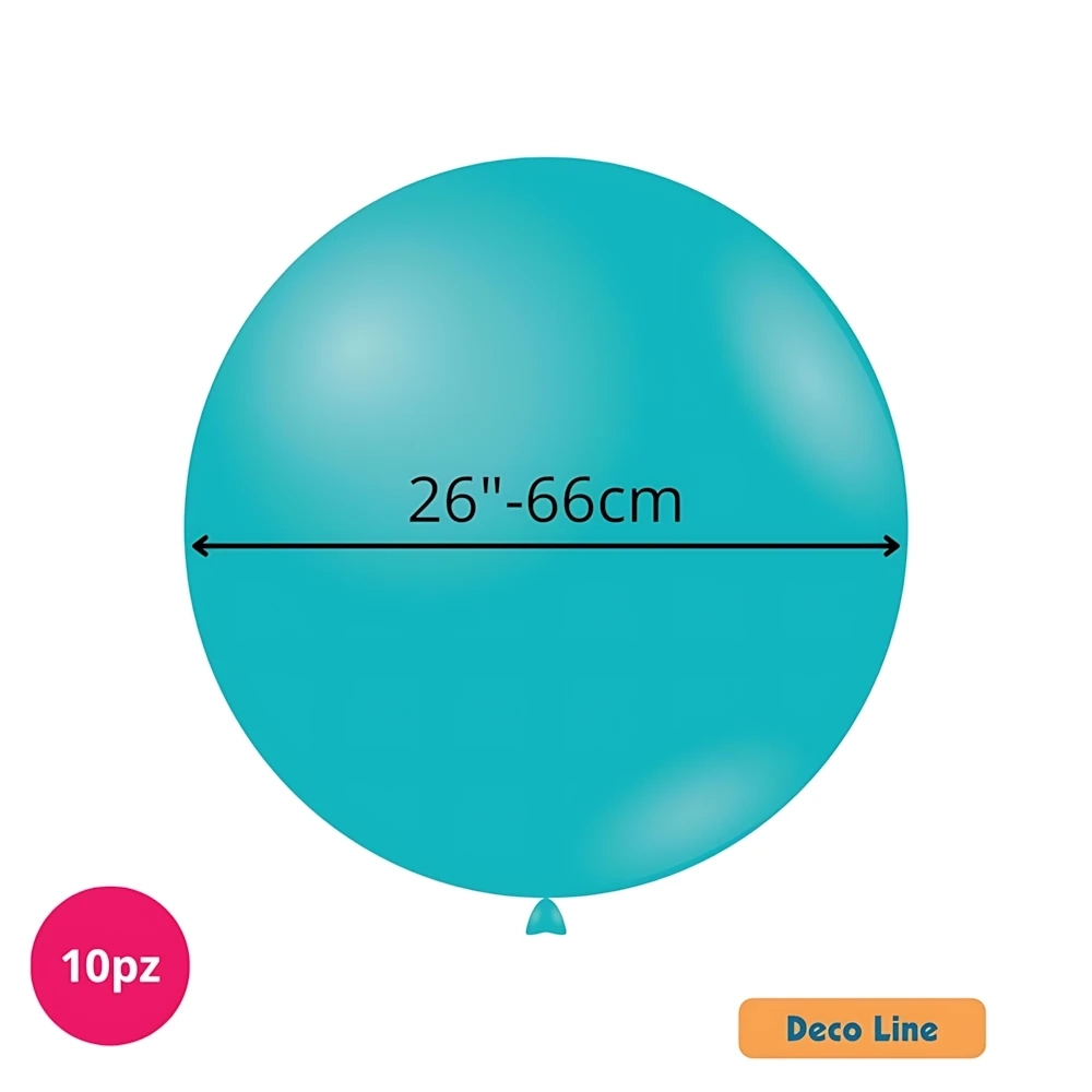 Palloncini Deco Line pastello 26" (66cm) Blu Tiffany 224, 10pz.