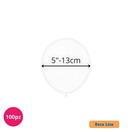 Palloncini Deco Line pastello 5" (13cm) Bianco 200, 100pz.