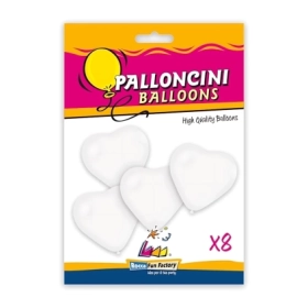 Palloncini cuori classic line pastello 12" (30cm) bianco 10, 8pz.
