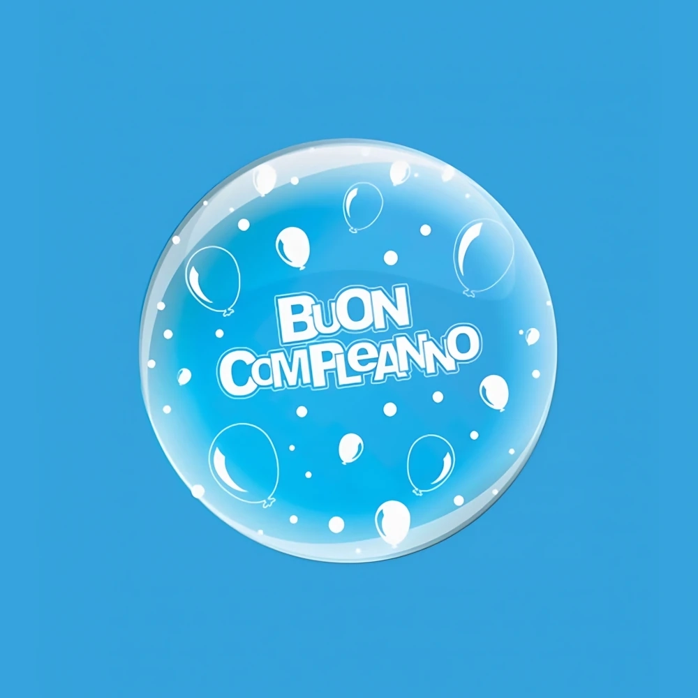Palloncino Deco B-Loon Buon Compleanno Stampa Bianca  24" (60cm), 1pz.