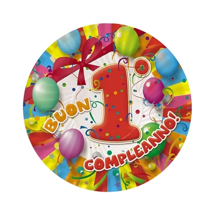 Piatti Buon Primo Compleanno 24cm, 10pz.