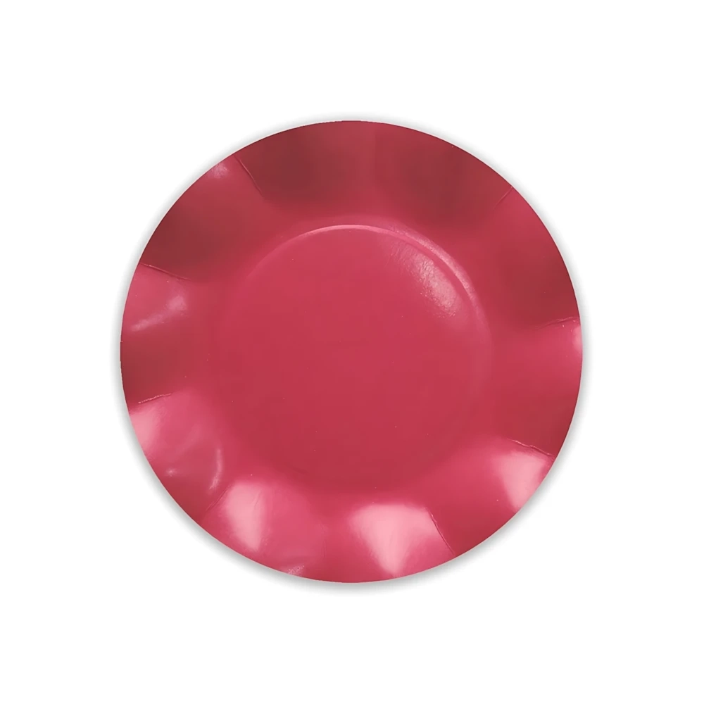 Piatti Rossi piccoli in cartoncino compostabile modello petalo 21cm , 8pz.