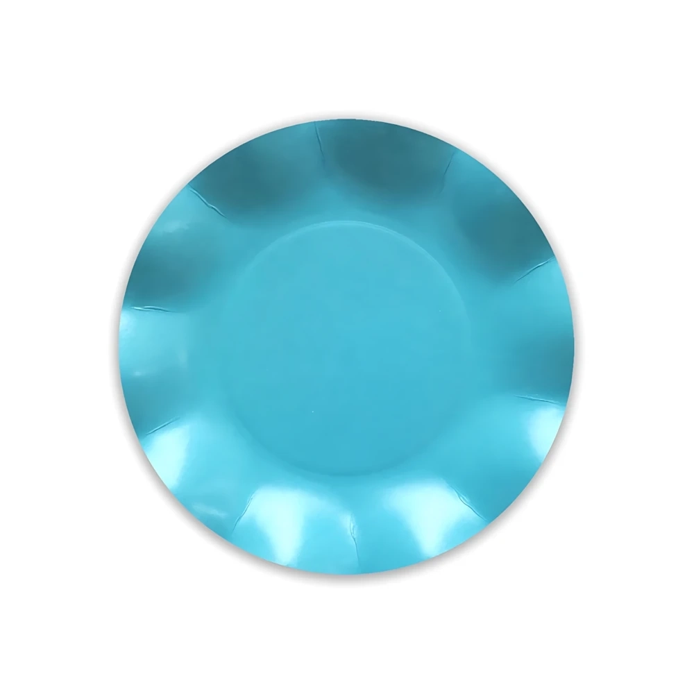 Piatti Turchese piccoli in cartoncino compostabile modello petalo 21cm , 8pz.