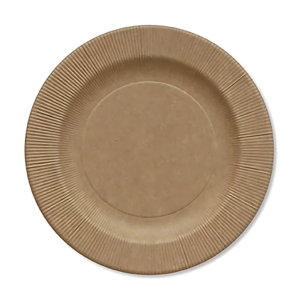 Piatti Kraft grandi in cartoncino compostabile, bordo pieghettato 27cm, 20pz.