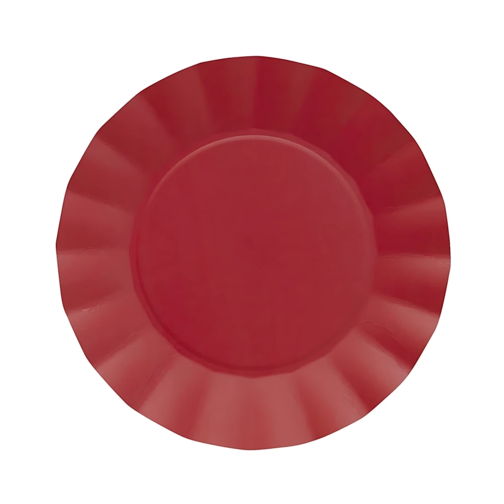 Piatti Rossi Fuoco grandi in cartoncino compostabile Bruno 24,5cm, 20pz.