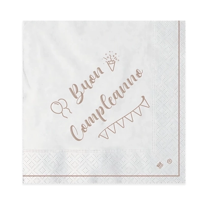Tovaglioli Buon Compleanno Kraft 33x33cm, 20pz.