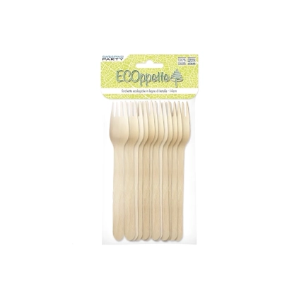 Forchette in legno di Bamboo 14cm, 12pz.