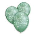 Palloncini 12" (30cm) verde titanio 106 con stampa bianca Happy Birthday globo, 100pz.