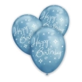 Palloncini 12" (30cm) blu 107 titanio con stampa bianca Happy Birthday globo, 100pz.