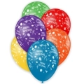 Palloncini 12" (30cm) assortiti con stampa bianca Buon Compleanno Globo, 100pz.