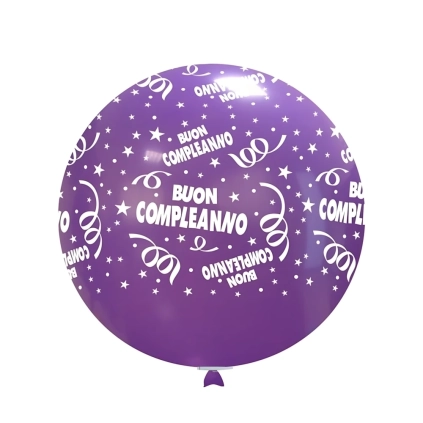 Palloncini 33" (86cm) assortiti con stampa bianca Buon Compleanno Globo, 1pz.