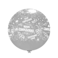 Palloncini 33" (86cm) trasparente 57 con stampa bianca Buon Compleanno Globo, 1pz.