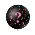 Palloncini 32" (83cm) nero 15 con stampa rosa e celeste globo punto interrogativo ?, 1pz.