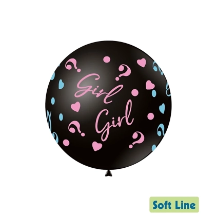 Palloncini 18" (46cm) nero 128 con stampa rosa e celeste globo Boy or Girl?, 20pz.