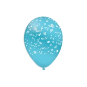 Palloncini 12" (30cm) celeste 46 con stampa bianca globo E' Nata, 100pz.