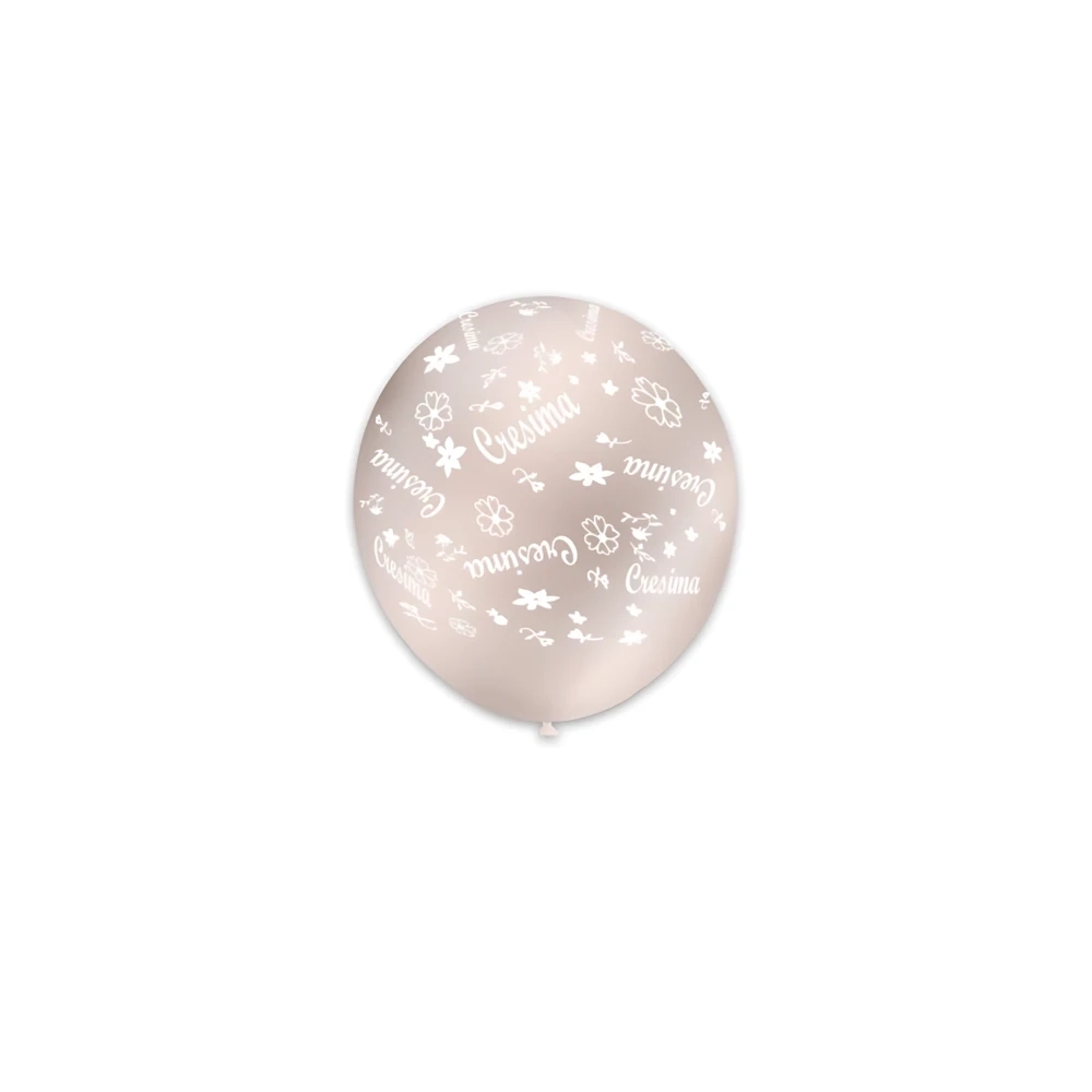 Palloncini 5" (12cm) perla 60 con stampa bianca globo Cresima, 100pz.