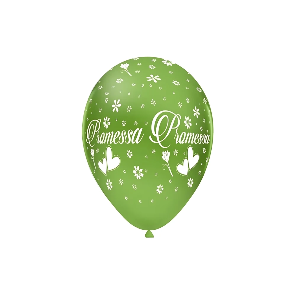 Palloncini 12" (12cm) verde 22 con stampa bianca globo Promessa, 100pz.