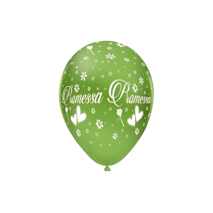 Palloncini 12" (12cm) verde 22 con stampa bianca globo Promessa, 100pz.