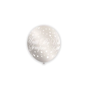 Palloncini 5" (12cm) perla 60 con stampa bianca globo Uniti x Sempre, 100pz.