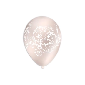 Palloncini 12" (30cm) perla 60 con stampa bianca globo Filigrana, 100pz.