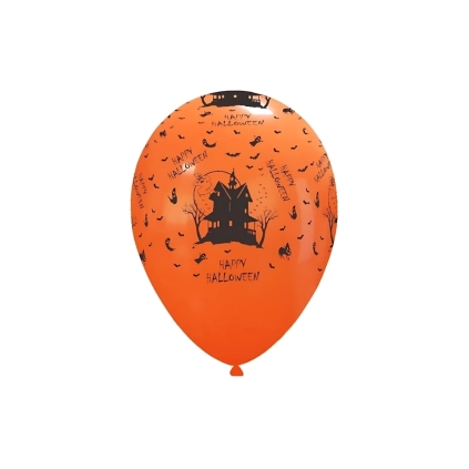 Palloncini 12" (30cm) arancio 14 con stampa nera globo Halloween, 100pz.