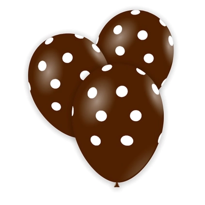 Palloncini 12" (30cm) marrone 31 con stampa bianca globo Pois, 100pz.