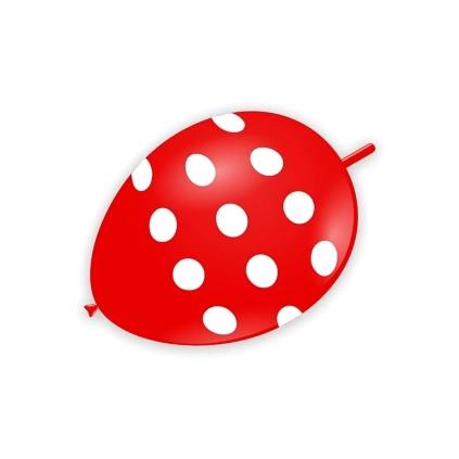 Palloncini link 13" (33cm) rosso 28 con stampa bianca globo Pois, 100pz.