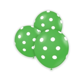 Palloncini 5" (12cm) verde 22 con stampa bianca globo Pois, 100pz.