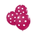 Palloncini 5" (12cm) fucsia 07 con stampa bianca globo Pois, 100pz.