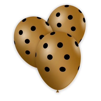 Palloncini 13" (33cm) oro 66 con stampa nera globo Pois, 100pz.