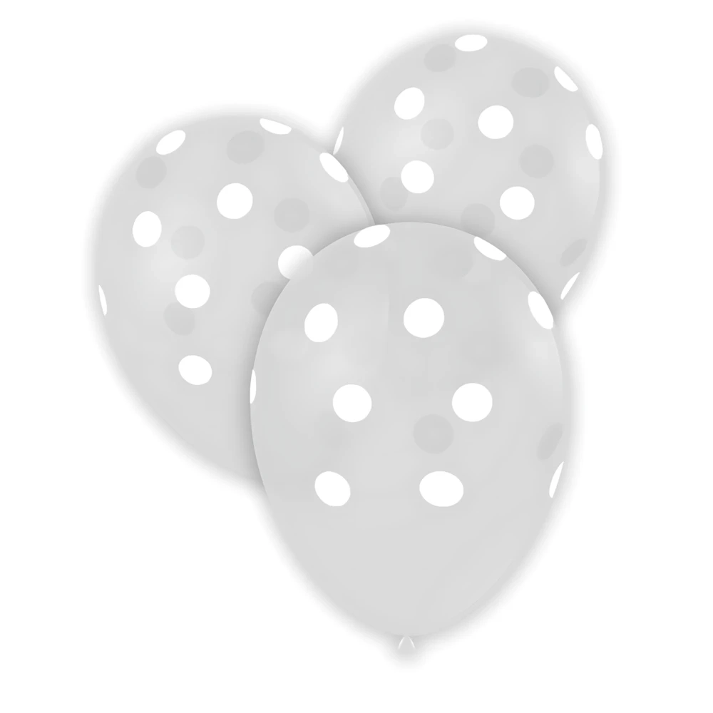 Palloncini 12" (30cm) trasparente 57 con stampa 57 st. bianca globo Pois, 100pz.