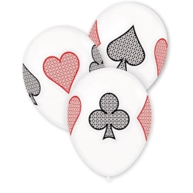 Palloncini 12" (30cm) bianco 10 con stampa multicolor globo Semi Poker, 100pz.