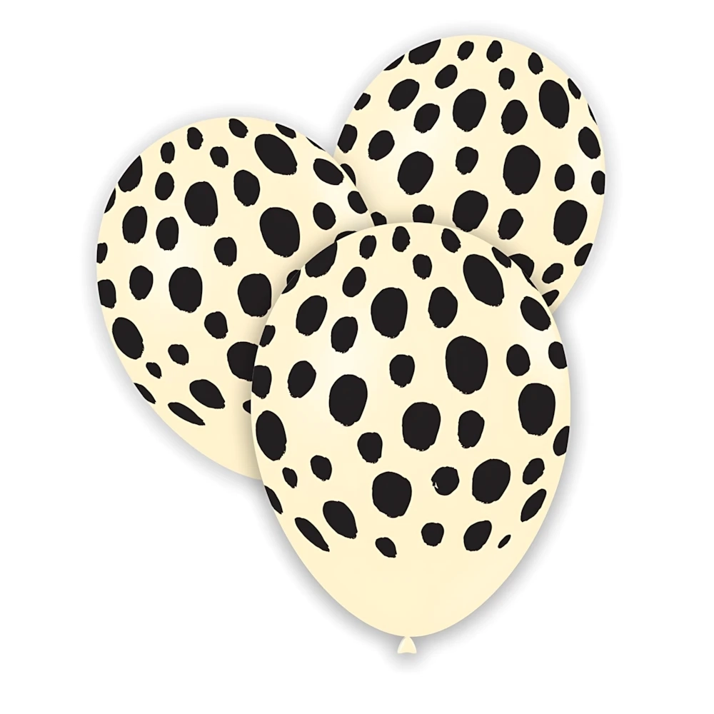 Palloncini 12" (30cm) avorio 37 con stampa nera globo Ghepardo, 100pz.