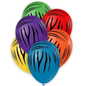 Palloncini 12" (30cm) assortiti con stampa nera globo Zebra, 100pz.