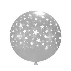 Palloncini 33" (86cm) trasparente 57 con stampa bianca globo Stelle, 1pz.