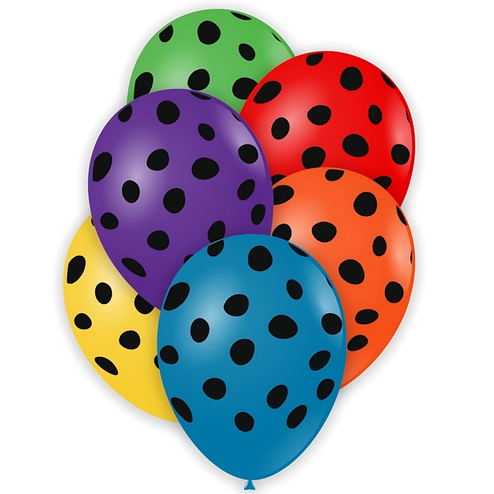 Palloncini 12" (30cm) assortiti con stampa nera Globo Maculato, 100pz.