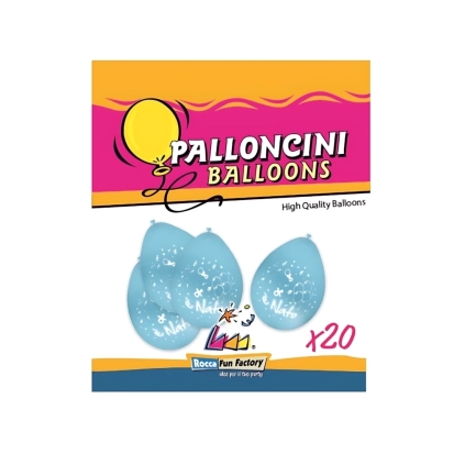 Palloncini 10" (26cm) celeste 46 con stampa bianca E' Nato su 2 lati, 20pz.