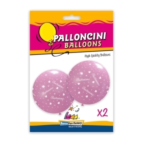 Palloncini 33" (86cm) rosa 26 con stampa bianca globo Battesimo, 2pz.