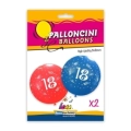 Palloncini 33" (86cm) assortiti con stampa bianca globo numero 18, 2pz.