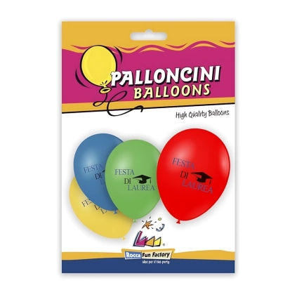 Palloncini 10" (26cm) assortiti con stampa Festa di Laurea su 2 lati, 20pz.