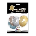 Palloncini 13" (33cm) assortiti con stampa bianca globo Unicorno Rampante, 5pz.
